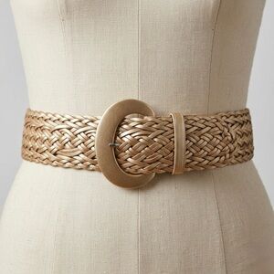 Lauren Ralph Lauren Thick Woven Belt Women’s Size Large Gold Metallic Bohemian